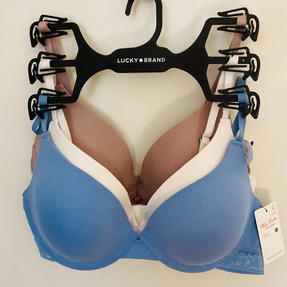 LUCKY BRAND Women's 3-Pack Underwire T-Shirt Bras NWT Size 36C